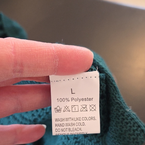 Size Large Elegant Forest Green Open-Front Cardigan - Picture 3 of 3